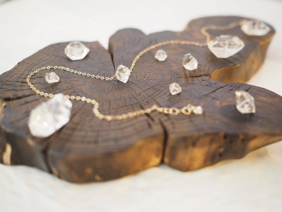 Herkimer Diamond Necklace, Herkimer Diamond Pendant Necklace, April Birthstone Necklace, Raw Diamond Necklace, Raw Crystal Necklace