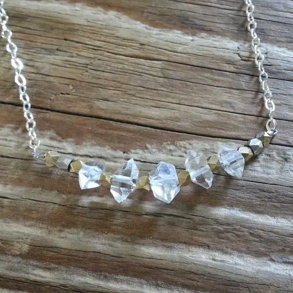Herkimer Diamond Necklace With Silver And Gold