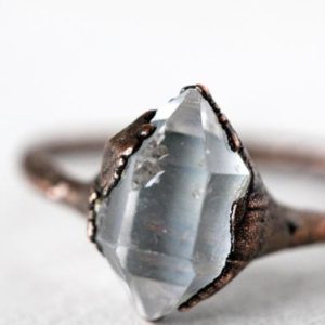 Shop Herkimer Diamond Jewelry! Herkimer Diamond Ring – Alternative Promise Ring – April Birthstone | Natural genuine Herkimer Diamond jewelry. Buy crystal jewelry, handmade handcrafted artisan jewelry for women.  Unique handmade gift ideas. #jewelry #beadedjewelry #beadedjewelry #gift #shopping #handmadejewelry #fashion #style #product #jewelry #affiliate #ad