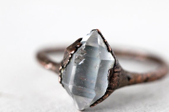 Herkimer Diamond Ring - Alternative Promise Ring - April Birthstone