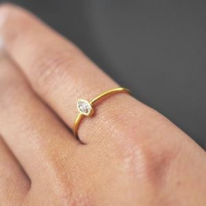 Herkimer Diamond Ring | Gold Herkimer Diamond Ring  | Diamond Ring | Alternative Engagement Rings | Wedding Rings | Gold Rings | Bride Gift |  #affiliate