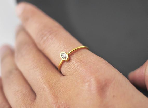 Herkimer Diamond Ring | Gold Herkimer Diamond Ring  | Diamond Ring | Alternative Engagement Rings | Wedding Rings | Gold Rings | Bride Gift