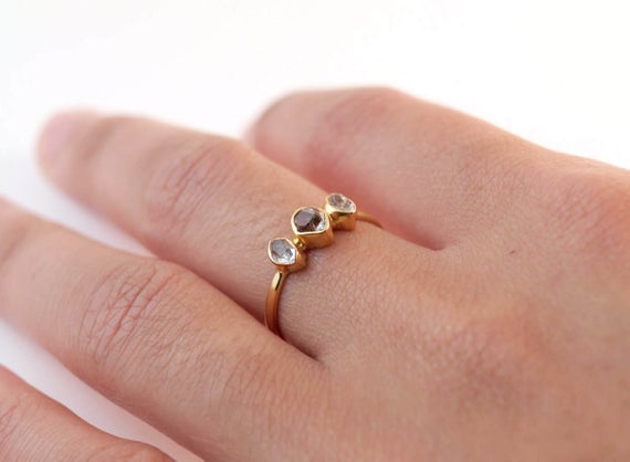 Herkimer Diamond Ring, Rings For Women, Gold Ring, Diamond Ring, Anniversary Ring, Ring For Her, Handmade Ring, Raw Diamond Ring,