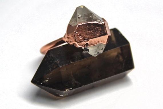 Herkimer Diamond Ring | Raw Diamond Ring | Clear Quartz Ring | Raw Gemstone Ring | Birthstone Ring | April Birthstone | Protection Ring