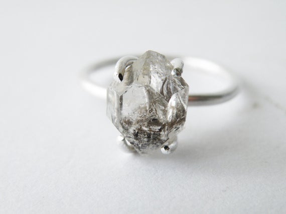 Large Herkimer Diamond Ring, Engagement Diamond Ring, Solitaire Ring For Women