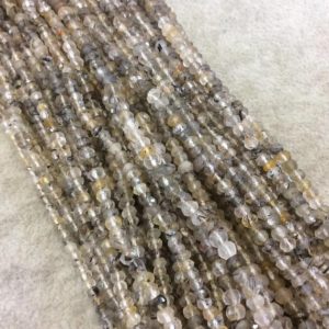 Shop Rutilated Quartz Rondelle Beads! Holiday Special! 3-4mm x 3-4mm Faceted Natural Gold Rutilated Quartz  Rondelle Beads – 13" Strand (~ 125 Beads) | Natural genuine rondelle Rutilated Quartz beads for beading and jewelry making.  #jewelry #beads #beadedjewelry #diyjewelry #jewelrymaking #beadstore #beading #affiliate #ad