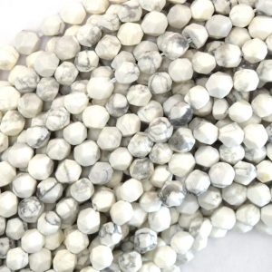 Shop Howlite Faceted Beads! Star Cut Faceted White Howlite Round Beads Gemstone 15" Strand 6mm 8mm 10mm | Natural genuine faceted Howlite beads for beading and jewelry making.  #jewelry #beads #beadedjewelry #diyjewelry #jewelrymaking #beadstore #beading #affiliate #ad