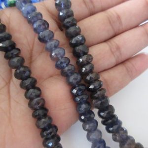 Shop Iolite Faceted Beads! Iolite Rondelle Beads Faceted, Iolite Faceted Rondelle Beads 7mm/8mm/9mm Beads, Natural Blue Iolite Beads, Iolite Gemstone, GDS1090 | Natural genuine faceted Iolite beads for beading and jewelry making.  #jewelry #beads #beadedjewelry #diyjewelry #jewelrymaking #beadstore #beading #affiliate #ad