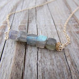 Shop Labradorite Necklaces! Labradorite Necklace, Simple Labradorite Cubes, Gold Swing Necklace, Bar Necklace, Layering Necklace | Natural genuine Labradorite necklaces. Buy crystal jewelry, handmade handcrafted artisan jewelry for women.  Unique handmade gift ideas. #jewelry #beadednecklaces #beadedjewelry #gift #shopping #handmadejewelry #fashion #style #product #necklaces #affiliate #ad