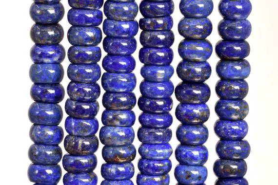 Genuine Natural Afghanistan Lapis Lazuli Gemstone Beads 8x3-7mm Deep Blue Rondelle A Quality Loose Beads (108748)