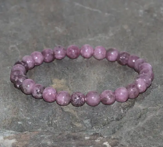 Genuine Lepidolite Bracelet, Depression & Anxiety Relief, Overcoming Addictions, Healing Crystals, Chakra Jewelry, Stress Relief, Lithium