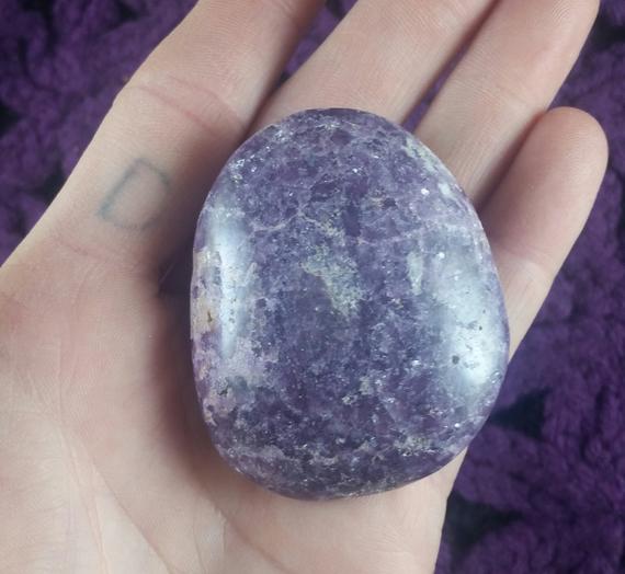 Lepidolite Small Palmstone Gallet Crystal Stones Crystals Palm Stone Irie Lithium Calming Sparkle Sparkly Purple Mica Peru