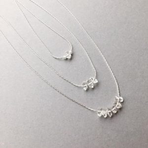 Shop Dainty Jewelry! Minimalist Herkimer Diamond Necklace, Sterling Silver 15"-18" Chain, Dainty Delicate Layering, April Birthstone, Girlfriend Gift for Women | Natural genuine Gemstone jewelry. Buy crystal jewelry, handmade handcrafted artisan jewelry for women.  Unique handmade gift ideas. #jewelry #beadedjewelry #beadedjewelry #gift #shopping #handmadejewelry #fashion #style #product #jewelry #affiliate #ad