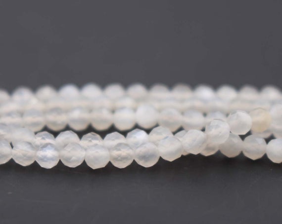 2mm 3mm Natural White Moonstone Faceted Small Size Loose  Beads, Small Size Beads Wholesale Bulk Supply,15 Inches One Starand