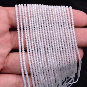 AAA 2.5-3mm 13 Inch Strand Clear White Zircon Micro Cut Gemstone Beads White Zircon Machine Cut Faceted Rondelle Beads