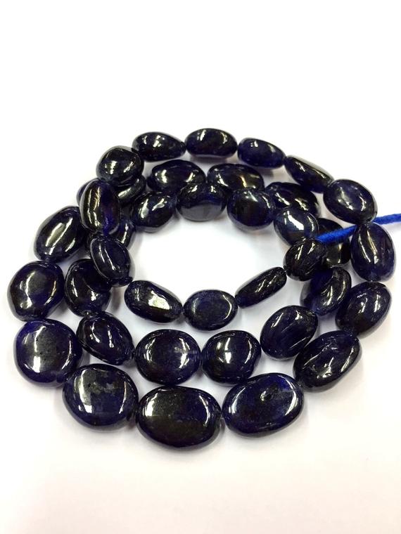 Natural Smooth Rare Blue Sapphire Nuggets Shape Beads 10mm Loose Gemstone Beads 18" Strand