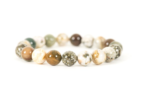 Ocean Jasper Bracelet, Orbicular Jasper Bracelet, Stacking Stretch Bracelet Made With 10mm Ocean Jasper Gemstones
