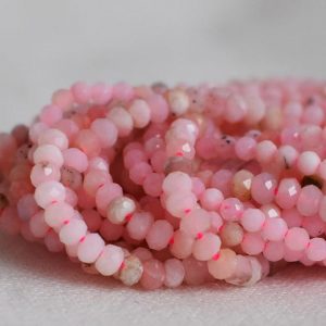 Shop Opal Faceted Beads! Natural Pink Peruvian Opal Semi-Precious Gemstone FACETED Rondelle Spacer Beads – 3mm, 4mm, 6mm –  15" strand | Natural genuine faceted Opal beads for beading and jewelry making.  #jewelry #beads #beadedjewelry #diyjewelry #jewelrymaking #beadstore #beading #affiliate #ad