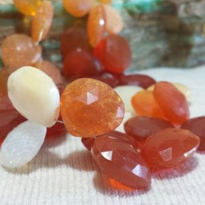 Shop Opal Bead Shapes! Fire Opal Heart Shaped Briolettes Beads Fine Mexican Opal 9 In. Strand Natural Opal, 265cts, | Natural genuine other-shape Opal beads for beading and jewelry making.  #jewelry #beads #beadedjewelry #diyjewelry #jewelrymaking #beadstore #beading #affiliate #ad