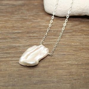 Shop Pearl Pendants! Freshwater Pearl Necklace, Pearl Pendant. Sterling Silver, June Birthstone, Bridesmaid, Wedding, Pearl Jewelry | Natural genuine Pearl pendants. Buy handcrafted artisan wedding jewelry.  Unique handmade bridal jewelry gift ideas. #jewelry #beadedpendants #gift #crystaljewelry #shopping #handmadejewelry #wedding #bridal #pendants #affiliate #ad