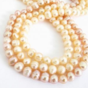 Shop Pearl Round Beads! 6mm Round Potato Pearls, Choose Peach or Mauve Pearls, Freshwater Pearls, Genuine Pearls, 6mm Full Strand Freshwater Pearls, Pearl213 | Natural genuine round Pearl beads for beading and jewelry making.  #jewelry #beads #beadedjewelry #diyjewelry #jewelrymaking #beadstore #beading #affiliate #ad