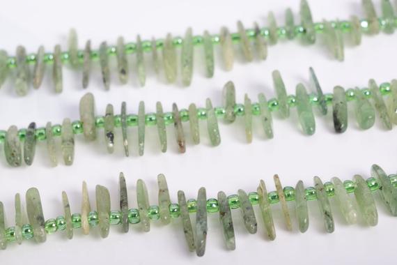 6-10mm Epidote In Prehnite Beads Stick Pebble Chip Grade Aa Genuine Natural Gemstone Beads 16" Bulk Lot Options (108372-2646)