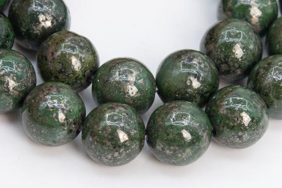 Pyrite Gemstone Beads 8mm Green Round Aaa Quality Loose Beads (102300)