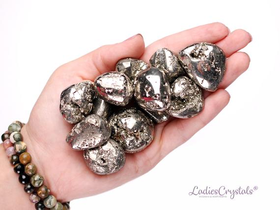 Pyrite Tumbled Stone, Healing Pyrite Crystals, Healing Pyrite Stones, Pyrite Mineral, Pyrite Gemstone, Pyrite Tumbled Stones, Ladiescrystals