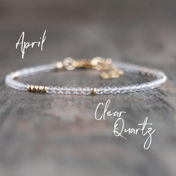Clear Quartz Bracelet, Crystal Bracelets For Women, April Birthstone Gifts For Her