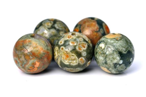 Genuine Natural Rhyolite Gemstone Beads 6-7mm Green Round Aa Quality Loose Beads (100156)