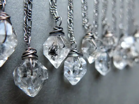 Tibetan Herkimer Diamond Necklace - Raw Crystal Necklace - Crystal Jewelry - Boho Necklace - Raw Quartz Necklace - Quartz Crystal Pendant