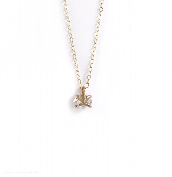Herkimer Diamond Necklace, Rose Gold Necklace Dainty, Herkimer Necklace, 14k Gold Necklace Dainty, Herkimer Diamond Pendant