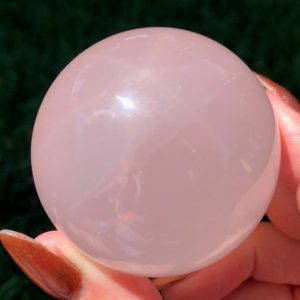 Shop Rose Quartz Shapes! 2.1" Star Rose Quartz Sphere with Asterism #7 | Natural genuine stones & crystals in various shapes & sizes. Buy raw cut, tumbled, or polished gemstones for making jewelry or crystal healing energy vibration raising reiki stones. #crystals #gemstones #crystalhealing #crystalsandgemstones #energyhealing #affiliate #ad