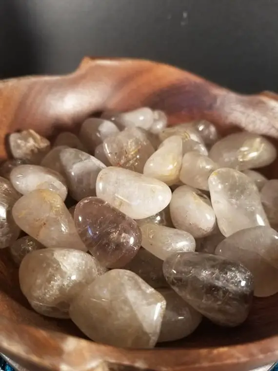 Rutilated Quartz Clear And Smoky Tumbled Stones Meditation Crystal Chakra Stone