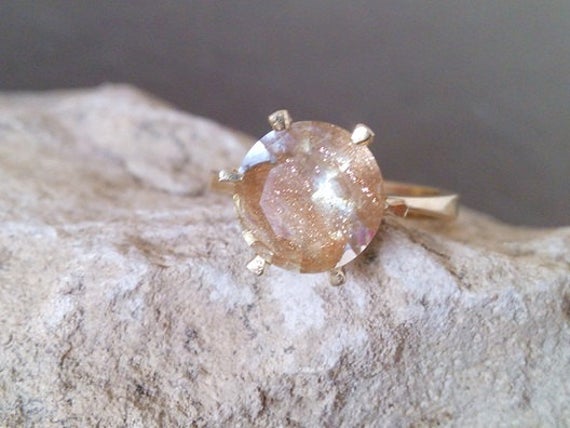 Rutilated Quartz Ring, Prong Ring, Delicate Ring, Stacking Ring, Statement Ring ,rutilated Quartz Ring, Fancy Ring, Gold Ring, Vintage Ring