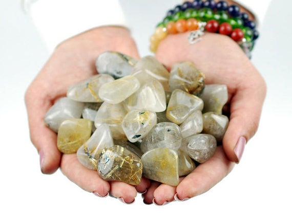 Rutile Quartz Tumbled Stone, Rutile Quartz, Tumbled Stones, Stones, Crystals, Rocks, Gifts, Gemstones, Gems, Zodiac Crystals, Healing Stone