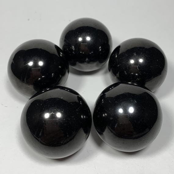 1 Shungite Sphere 35mm - Natural Crystal Ball - Polished Stone - Healing Crystal - Meditation Stone - Collectible - Display - From Russia