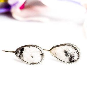 Shop Rutilated Quartz Earrings! Silver Rutilated  Black Quartz , Quartz  Earrings, Silver Earrings ,Raw Gemstone,Black Rutilated Quartz Earrings,Gift For Her | Natural genuine Rutilated Quartz earrings. Buy crystal jewelry, handmade handcrafted artisan jewelry for women.  Unique handmade gift ideas. #jewelry #beadedearrings #beadedjewelry #gift #shopping #handmadejewelry #fashion #style #product #earrings #affiliate #ad