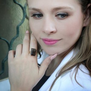 Gold Smoky Quartz Ring · Rectangle Ring · Brown Quartz Ring · Gold Ring · Solid Gold Ring · Statement Ring · Wow Ring ·Brown Ring | Natural genuine Gemstone rings, simple unique handcrafted gemstone rings. #rings #jewelry #shopping #gift #handmade #fashion #style #affiliate #ad