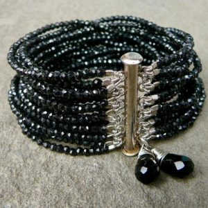 Shop Spinel Jewelry! Black Spinel Bracelet, Multi Strand Jewelry, Black Gemstone Bracelet | Natural genuine Spinel jewelry. Buy crystal jewelry, handmade handcrafted artisan jewelry for women.  Unique handmade gift ideas. #jewelry #beadedjewelry #beadedjewelry #gift #shopping #handmadejewelry #fashion #style #product #jewelry #affiliate #ad