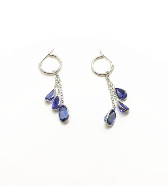 14k White Gold Natural Tanzanite (5.0 Ct) Earrings, Appraised 3,450 Cad