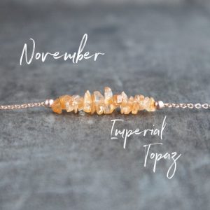 Raw Topaz Necklace, November Birthstone Necklace, Imperial Topaz Jewelry, Crystal Necklace, Gift for Her | Natural genuine Topaz necklaces. Buy crystal jewelry, handmade handcrafted artisan jewelry for women.  Unique handmade gift ideas. #jewelry #beadednecklaces #beadedjewelry #gift #shopping #handmadejewelry #fashion #style #product #necklaces #affiliate #ad