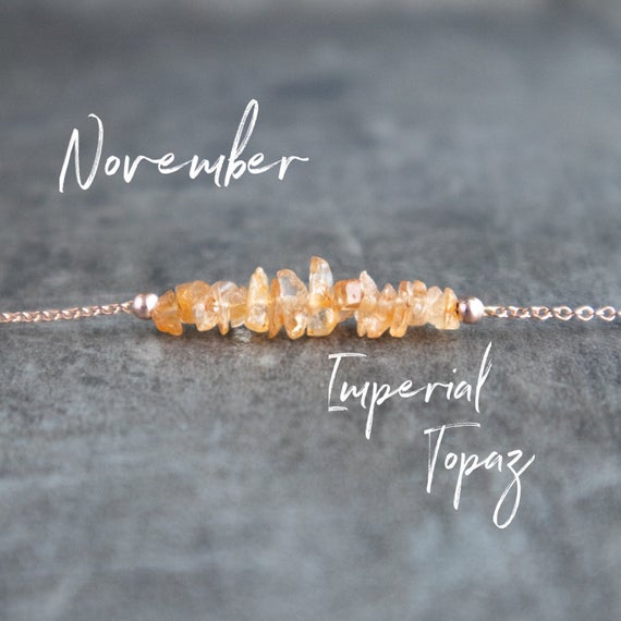 Raw Topaz Necklace, November Birthstone Necklace, Imperial Topaz Jewelry, Crystal Necklace, Gift For Her
