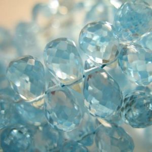 5 Gem Aquamarine Faceted Teardrop Briolette Beads 