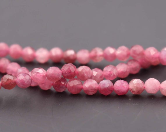 5mm Natural  Red Tourmaline Faceted Small Size Beads,5mm Small Size Beads Wholesale Bulk Supply,15 Inches One Starand