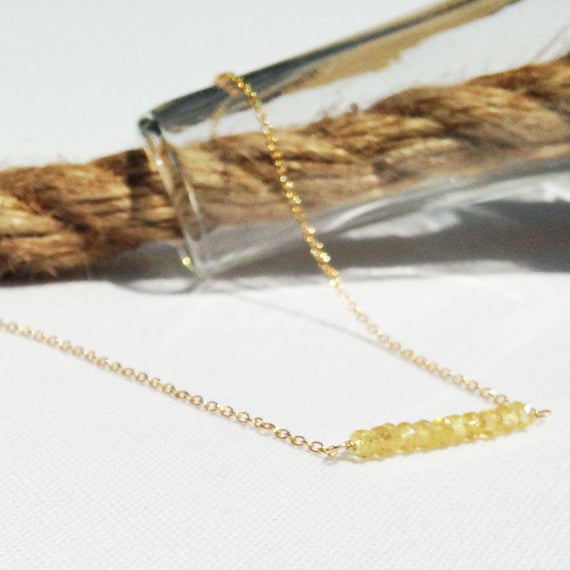 Yellow Sapphire Bar Necklace - Gold Filled Yellow Sapphire Necklace - November Birthstone - Yellow Birthstone - 14k Gold Filled
