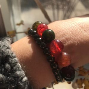Beautiful Multi-Color Agate Stretch Bracelet, Protection Stones, Green, Burgundy Red | Natural genuine Gemstone bracelets. Buy crystal jewelry, handmade handcrafted artisan jewelry for women.  Unique handmade gift ideas. #jewelry #beadedbracelets #beadedjewelry #gift #shopping #handmadejewelry #fashion #style #product #bracelets #affiliate #ad