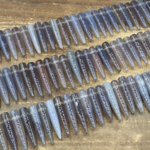 Shop Crystal Beads for Jewelry Making! Gray Agate Point Beads Bullet Dagger Spike Beads Top Drilled Natural Agate Pendant Focal Beads Charms Supplies 8×32-38mm 15.5" strand | Natural genuine beads Quartz beads for beading and jewelry making.  #jewelry #beads #beadedjewelry #diyjewelry #jewelrymaking #beadstore #beading #affiliate #ad