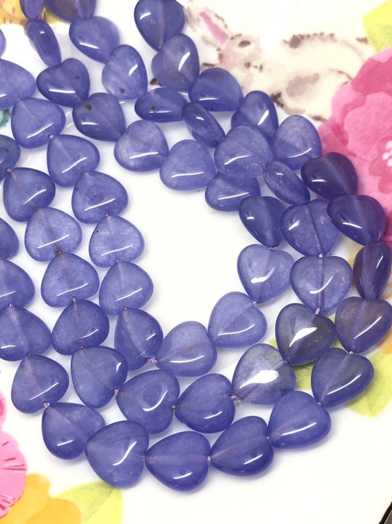 Purple Chalcedony Heart Beads 14mm Alexandrite Toned Gemstone  Beads / Lilac Beads