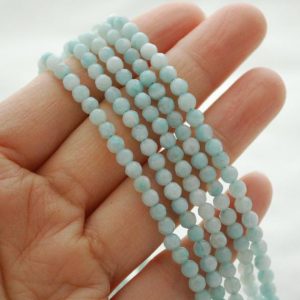 Shop Amazonite Faceted Beads! High Quality Grade A Natural Amazonite Semi-Precious Gemstone FACETED Round Beads – approx 4mm – 15.5" strand | Natural genuine faceted Amazonite beads for beading and jewelry making.  #jewelry #beads #beadedjewelry #diyjewelry #jewelrymaking #beadstore #beading #affiliate #ad